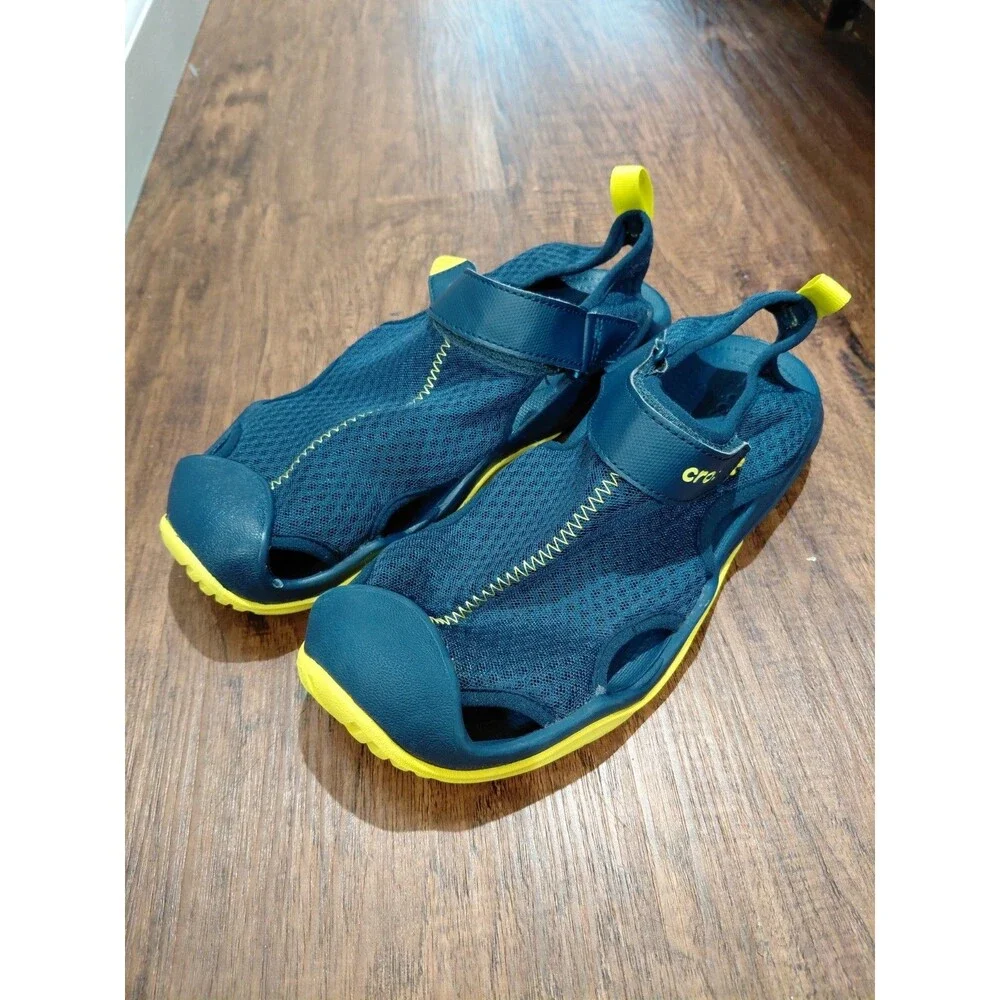 Crocs Swiftwater Mesh Wave Sport Sandals Slides Men Size 9  Blue Yellow